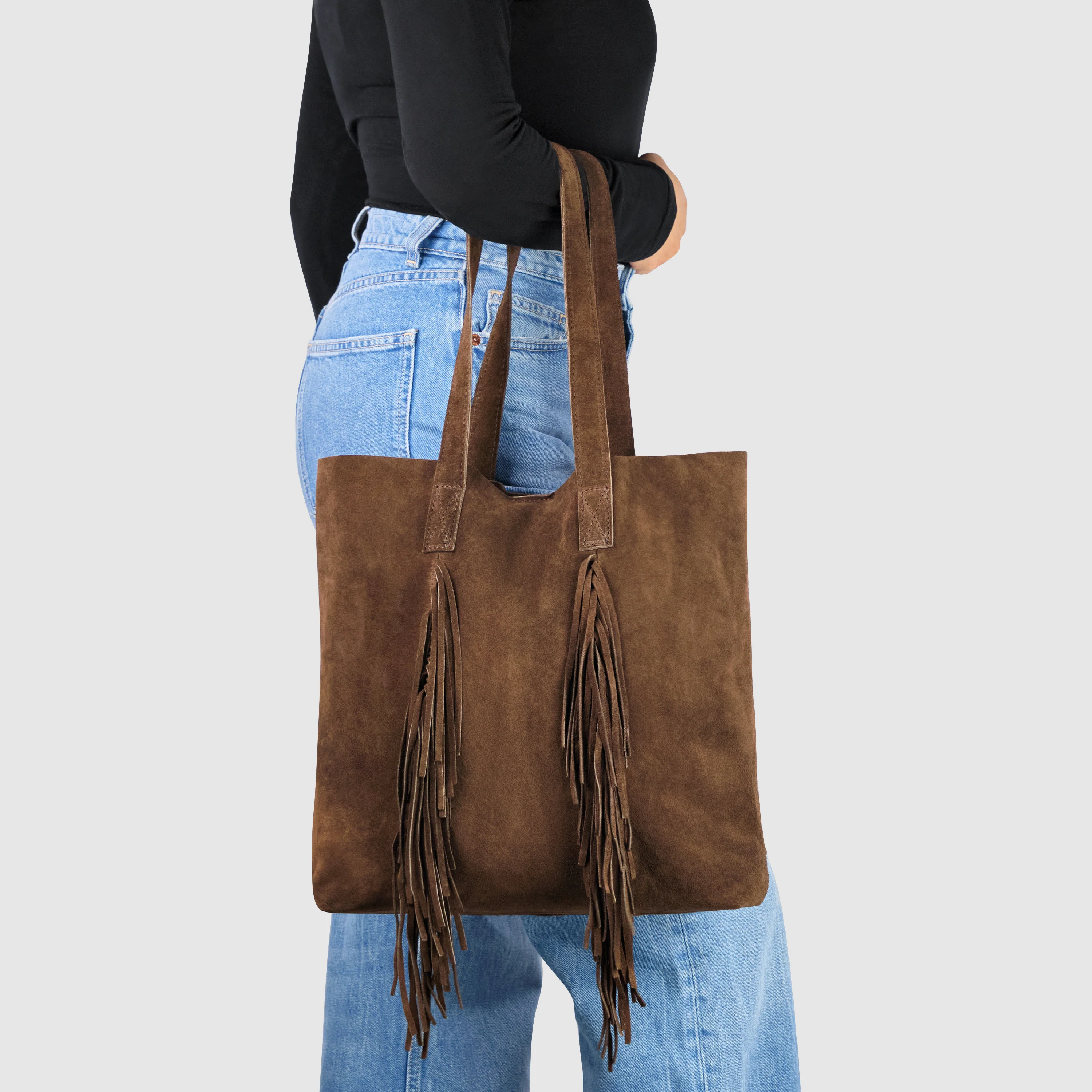 Suede Leather Tote Bag